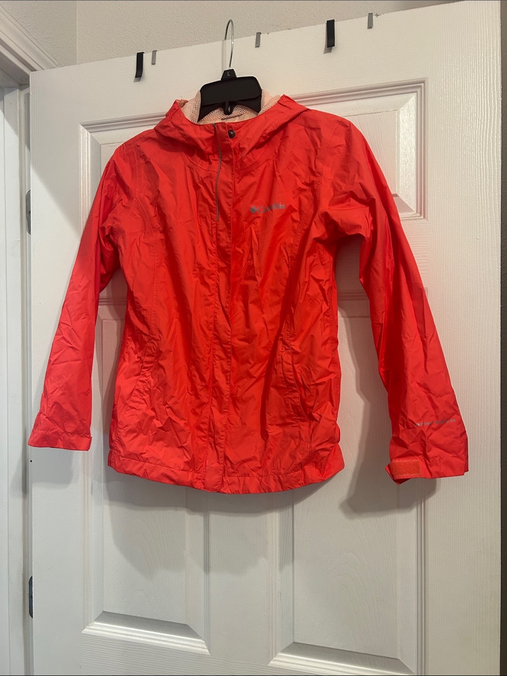 Columbia Kids Coral-Red Hooded Rain Jacket